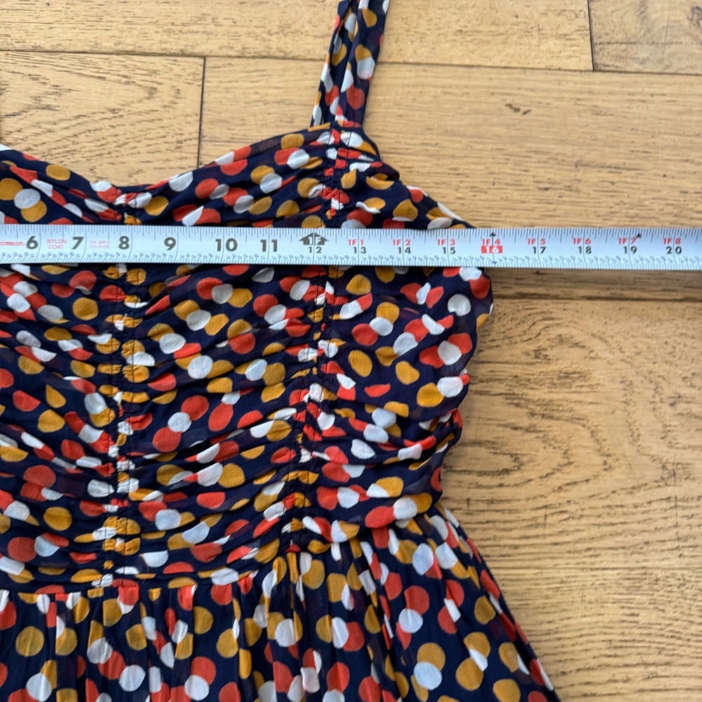 Maeve Anthropologie Polka Dot Handkerchief Hem Midi Dress Navy‎ Size 8 (715) - Picture 5 of 10